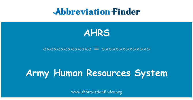 AHRS: Human Resources Armeesystem