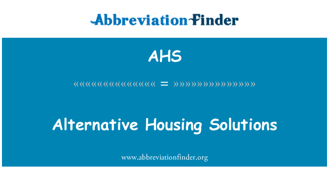 AHS: Soluzioni abitative alternative