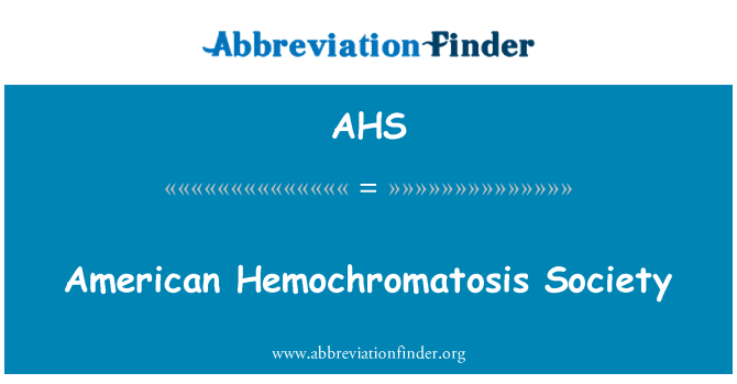 AHS: 미국 Hemochromatosis 사회