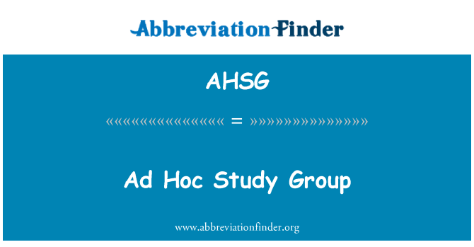 AHSG: Ad Hoc Study Group