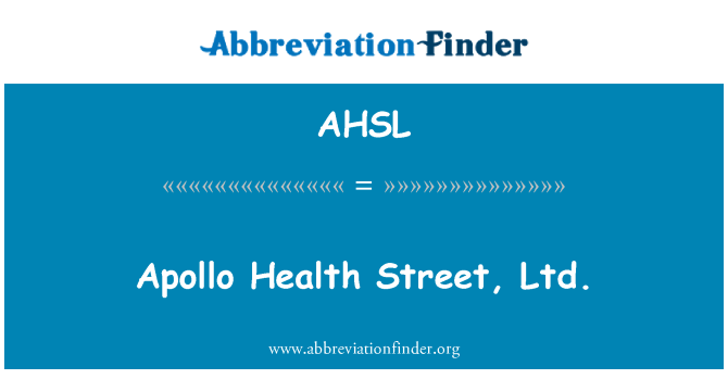 AHSL: Apollo Sănătate Street, Ltd.
