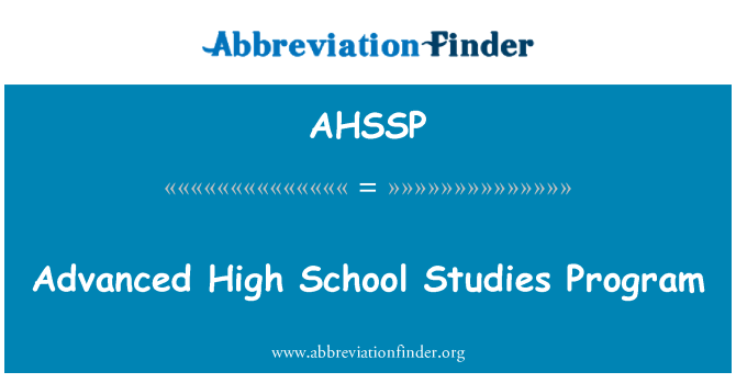 AHSSP: 先进的高学校研究计划