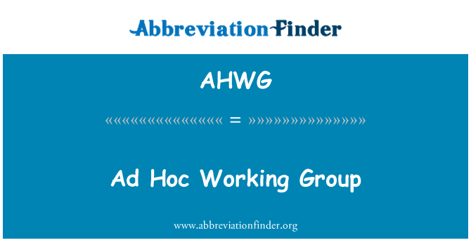 AHWG: Gruppo di lavoro ad Hoc