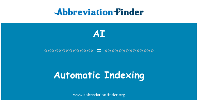 AI: Automaattinen indeksointi