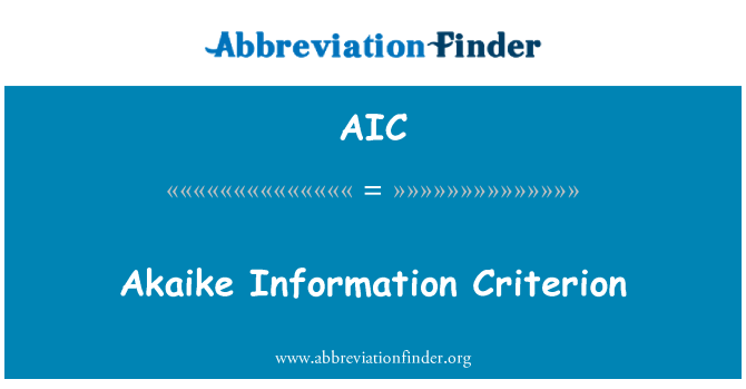 AIC: Criteriu de informaţii Akaike