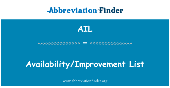 AIL: Tilgjengelighet/forbedring liste