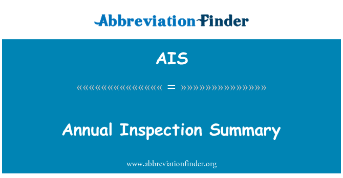 AIS: Résumé d'Inspection annuelle