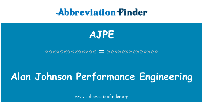 AJPE: Inginerie de performanţă Alan Johnson