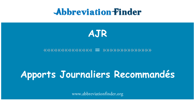 AJR: Apports Journaliers RecommandÃ © s