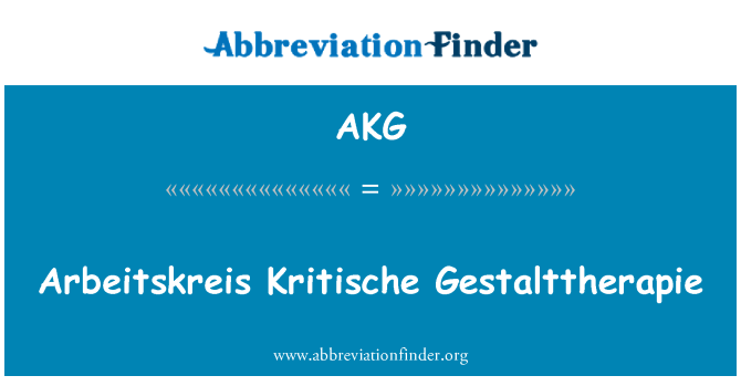 AKG: Arbeitskreis 批判 Gestalttherapie