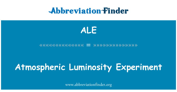ALE: Atmosférické světelnost Experiment