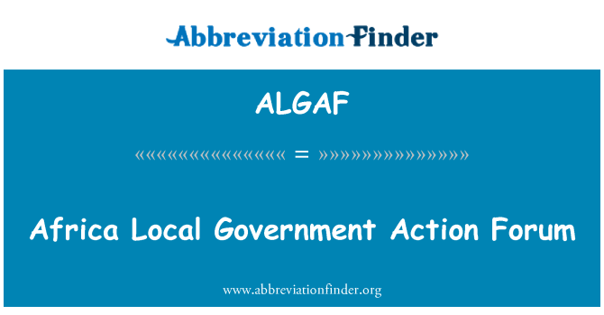 ALGAF: Afrika Gvern lokali azzjoni Forum