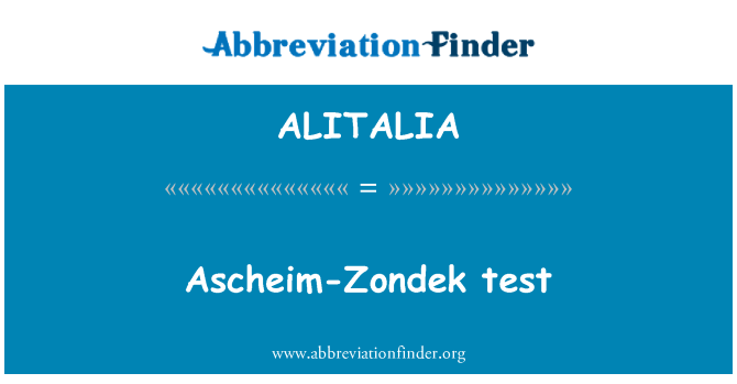 ALITALIA: Tès Ascheim-Zondek