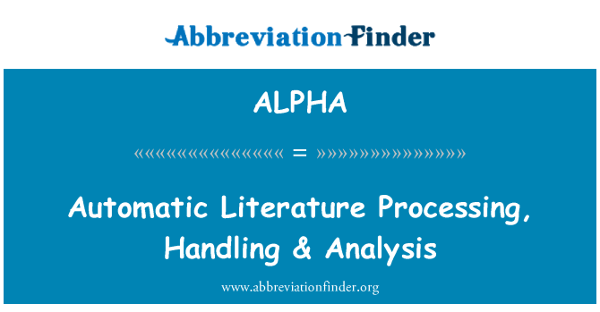 ALPHA: Automatisk litteratur forarbejdning, håndtering & analyse