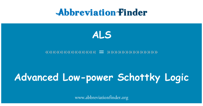 ALS: Avansate Low-power Schottky logica