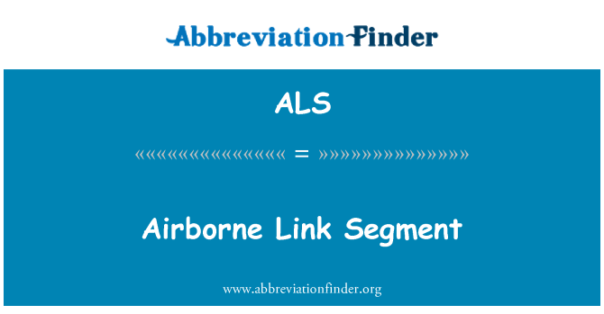 ALS: Segment cyswllt yr awyr