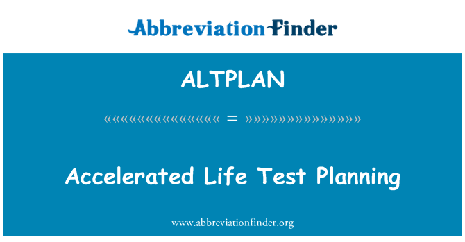 ALTPLAN: 가속 수명 테스트 계획