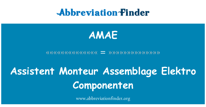 AMAE: Asistent Monteur Assemblage Elektro Componenten