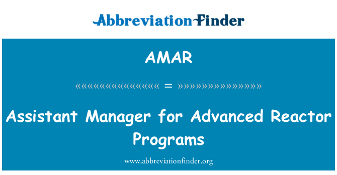 AMAR: Directeur adjoint pour les programmes de réacteur avancé