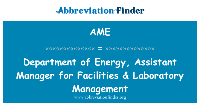 AME: Odjel za energiju, pomoćnik upravitelja za sadržaji & laboratoriju upravljanja