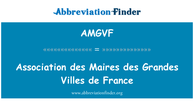 AMGVF: Asosyasyon des Maires des Grandes Villes de France