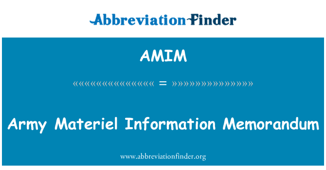 AMIM: Leger materieel informatie Memorandum