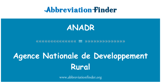 ANADR: Agence Nationale de Developpement селски