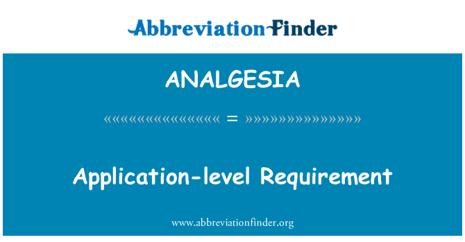 ANALGESIA: Requisito del livello di applicazione