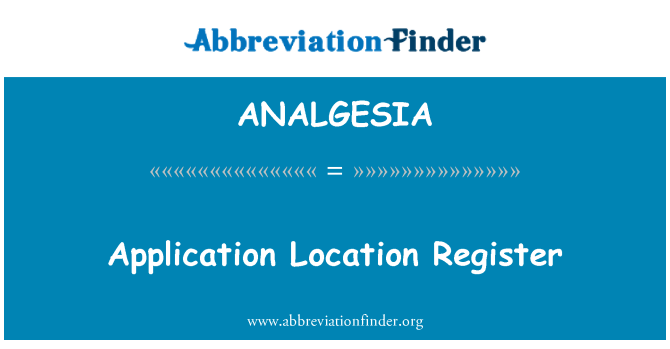 ANALGESIA: Registr umístění aplikace