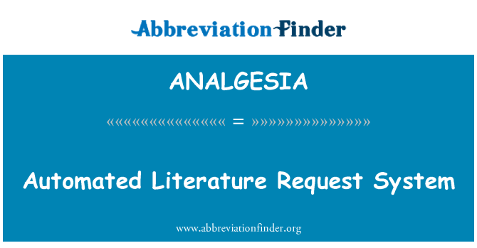 ANALGESIA: Llenyddiaeth cais System awtomataidd