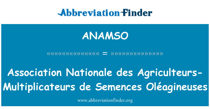 ANAMSO: ایسوسی ایشن فورم ڈیس اگراکولٹیورس ملٹپلاکاٹیورس de سیمینسیس Oléagineuses