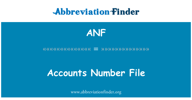 ANF: Accounts Number File