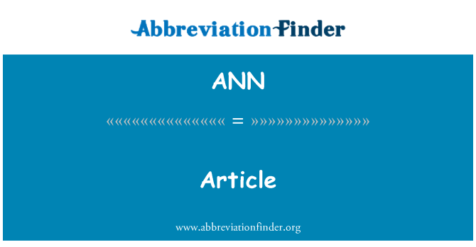 ANN: Article