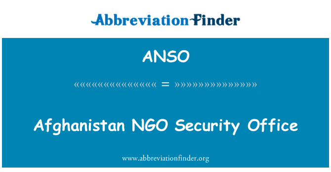 ANSO: Afganistan Oficiul de securitate ONG