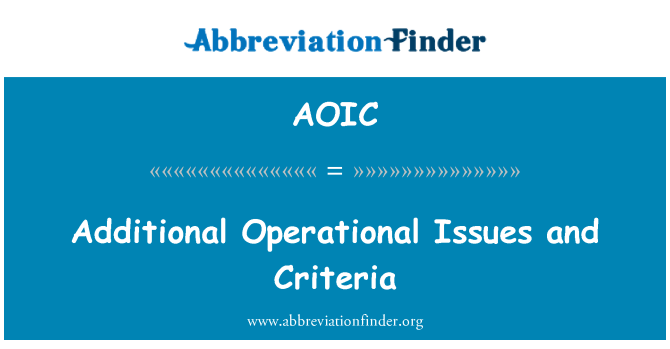 AOIC: Temes operatius addicionals i criteris