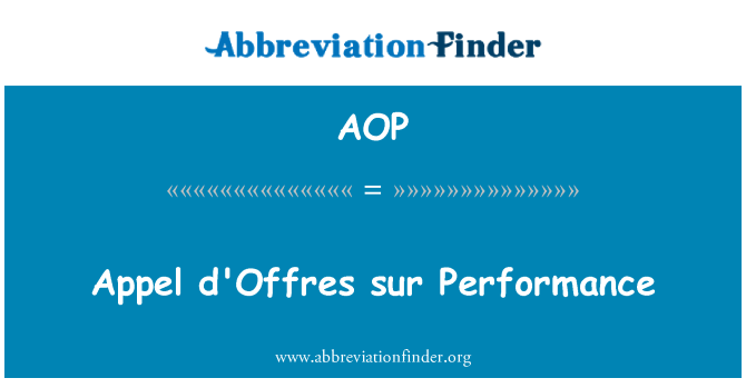 AOP: Appel d ' offres sur Performance