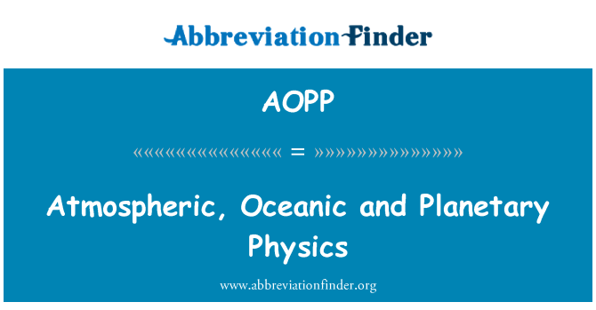 AOPP: Fisica atmosferica, oceanica e planetaria