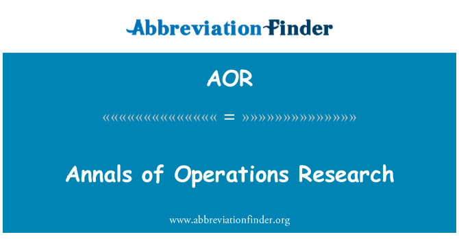 AOR: Annals of Operations Research
