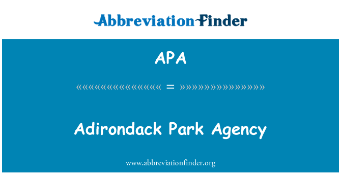 APA: Adirondack Park agentuur