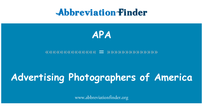 APA: Advertising Photographers of America