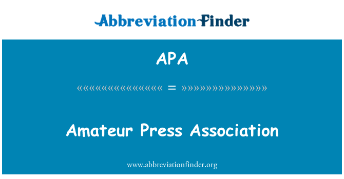 APA: Amatir Press Association