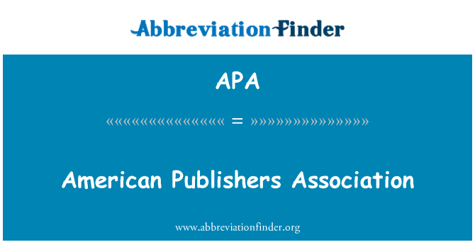 APA: Асоциацията на американските издатели