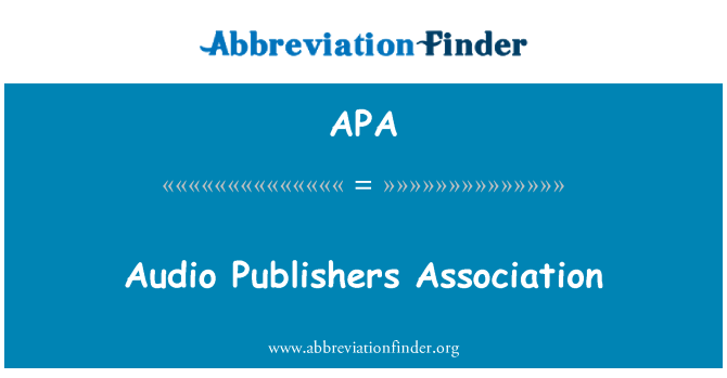 APA: Audio Publishers Association