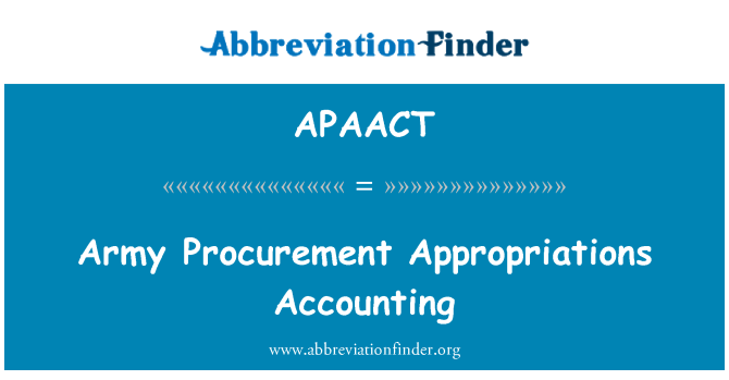 APAACT: Vojska nabave sredstava računovodstvo