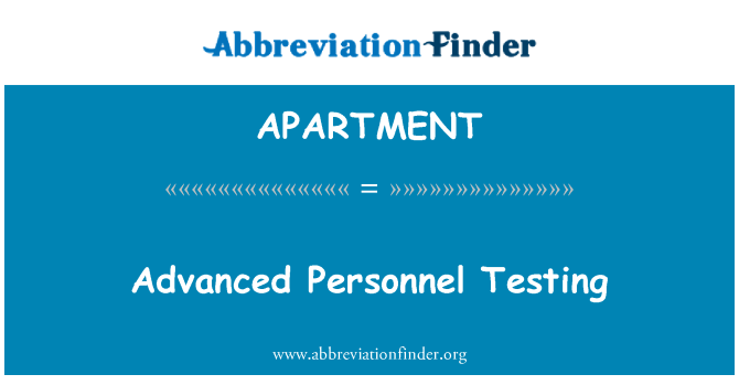 APARTMENT: Personnel avancé tests