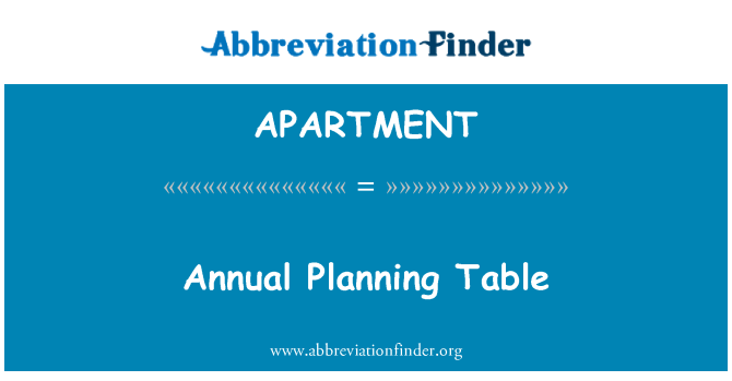 APARTMENT: Annual Planning Table