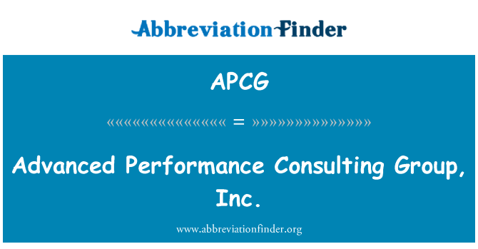 APCG: Prestazioni avanzate Consulting Group, Inc.