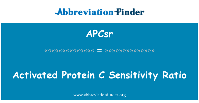 APCsr: Aktivovaný Protein C Citlivost poměr