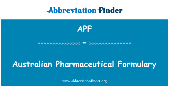 APF: 澳大利亞藥品處方集 》