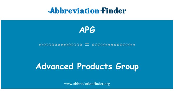 APG: Groupe de produits avancée
